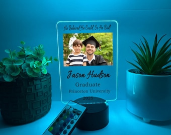 Custom Photo Grad Picture LED Light Up Lamp Custom Graduation Cap Tassel Diploma Graduating Class of 2025 High School College Graduate Gift