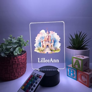 Princess Castle Personalized LED Night Light Up Room Décor, Girls Princess Theme
