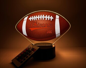 Veilleuse de football Chicago Lampe de bureau LED Lampe de bureau Joueur d'équipe sportive Fan Décoration de chambre