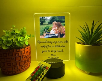 Custom Personalized Photo LED Wood Stand Room Night Light Up Table Lamp In Loving Memory Condolence Remembrance Loss Sympathy Memorial Gift
