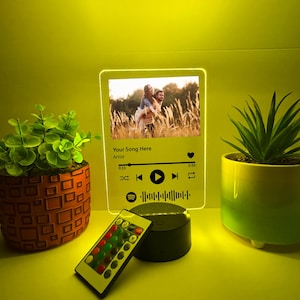 Custom Personalized Photo Song Framed Lyrics Music Album Cover Picture LED 16 Colors Light Up Stand Anniversary Wedding, Couple, Family Gift