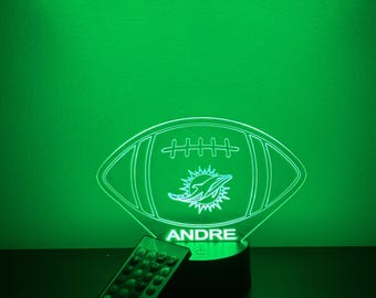 Night Light Up LED Football Sports Team Player Fan Room Décor Includes Base Cord & Remote Personalized FREE Gift for him Birthday Christmas