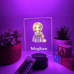 Princess Night Light Up LED Table Lamp Home Room Decor Personalized FREE 16 Colors & Remote