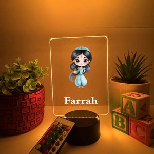 Princess Night Light Up LED Table Lamp Home Room Decor Personalized FREE 16 Colors & Remote