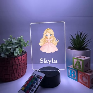 Princess Night Light Up LED Table Lamp Home Room Decor Personalized FREE 16 Colors & Remote