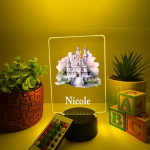 Princess Castle Personalized LED Night Light Up Room Décor, Girls Princess Theme