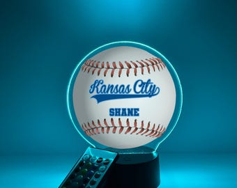 Kansas City Baseball Night Light LED Table Desk Lamp Sports Team Player Fan Room Décor