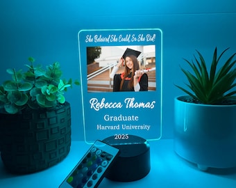Custom Photo Grad Picture LED Light Up Lamp Custom Graduation Cap Tassel Diploma Graduating Class of 2025 High School College Graduate Gift