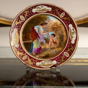 Vienna Painted Plate, 21 cm, Antique Porcelain Late 19th to early 20th century