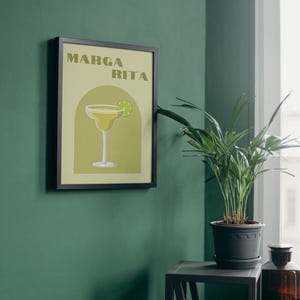 Margarita / Digital Download / Editable Cocktail wall art / Bar cart decor / Printable bar art / A3, A2 & A1 size options