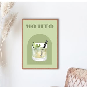 Mojito / Digital Download / Editable Cocktail wall art / Bar cart decor / Printable bar art / A3, A2 & A1 size options