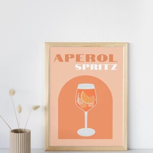 Aperol Spritz / Digital Download / Editable Cocktail wall art / Bar cart decor / Printable bar art / A3, A2 & A1 size options