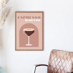 Espresso Martini / Pobieranie cyfrowe / Edytowalna grafika ścienna do koktajli / Dekoracja wózka barowego / Drukowana grafika barowa / Opcje formatu A3, A2 i A1