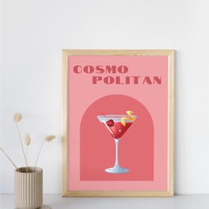 Cosmopolitan / Digital Download / Editable Cocktail wall art / Bar cart decor / Printable bar art / A3, A2 & A1 size options