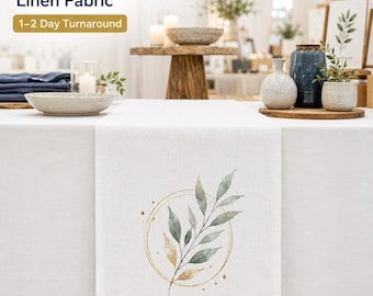 Custom Printed Linen Table Runner, Logo Business Display Decor (1-2 Day Turnaround)