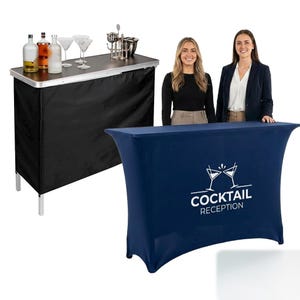 Custom printed spandex counter table cover designed to fit folding portable bar tables sublimation wrinkle resistant Tablecloth Table Throw