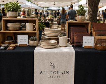 Custom Logo Table Runner, Linen Trade Show Display Banner, Vendor Booth Decor