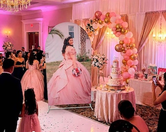 Custom Quinceanera Arch Banner Stand | Personalized Birthday Photo Backdrop