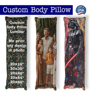 Custom Body Pillowcase a group of pillows with a picture of a man and two children