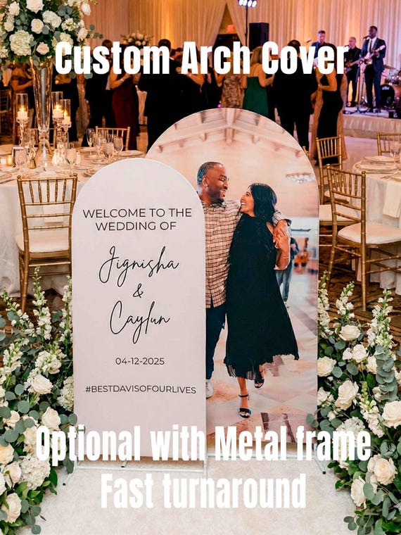 Custom Arch Cover Backdrop Wedding Banner Stand, Personalized Photo