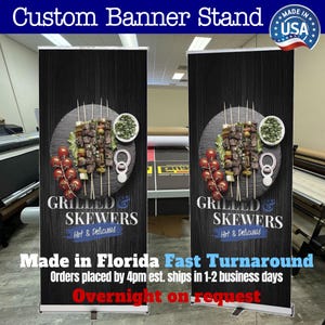 Custom Banner Stand, with full color print | Adjustable Retractable banner stand 33&quot; x 80&quot; with carry bag