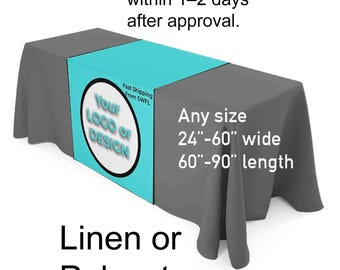 custom table runner with logo | 1-2 days production | any runner color | all-over print | wrinkle-free premium heavy polyester