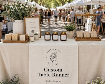 Custom Linen Table Runner, Personalized Fabric Sign Decor, Wedding Reception Banner