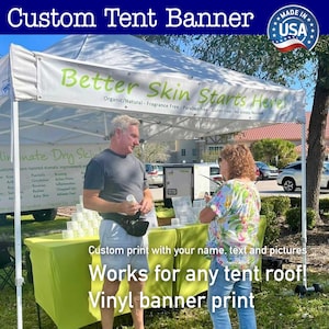 Custom Tent Banner | 1x6 ft with grommets | Trade Show | Event | Canopy Vinyl Banner | Logo & Business Name