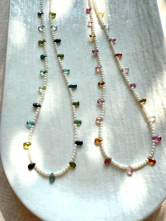 Collier Délicat En Tourmaline Rose Et Argent 925 - Pierre Naturelle - Rose-Mimosa - Neuf Avec étiquettes