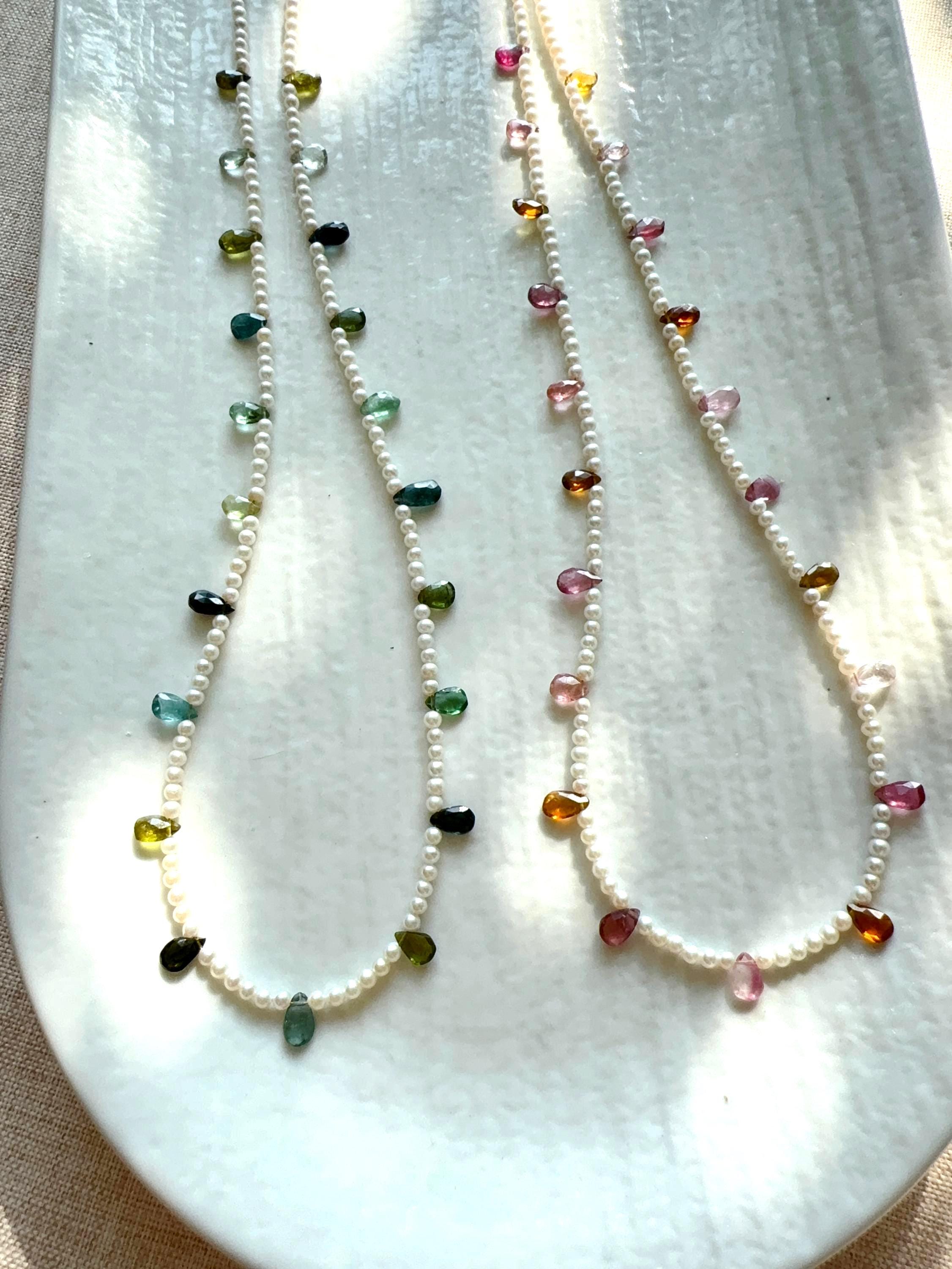 Collier Argent 925 & Perles D'eau Douce Tourmaline - Marque ROSEMIMOSA, Fait Main, Neuf Avec étiquettes