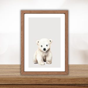 Baby Polar Bear Wall Art | Neutral Nursery Decor | Kids Wall Art | Baby Animal Wall Art | Baby Shower Gift