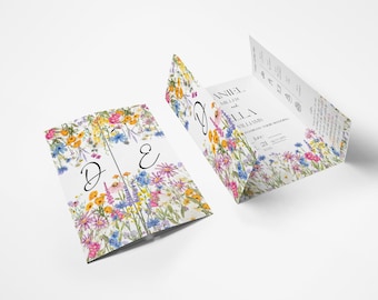 Wildflower Wedding Invitation | Gatefold Wedding Invitation |  Boho Wedding Invitation  | Pretty Wedding Invite  | Summer Wedding Invite