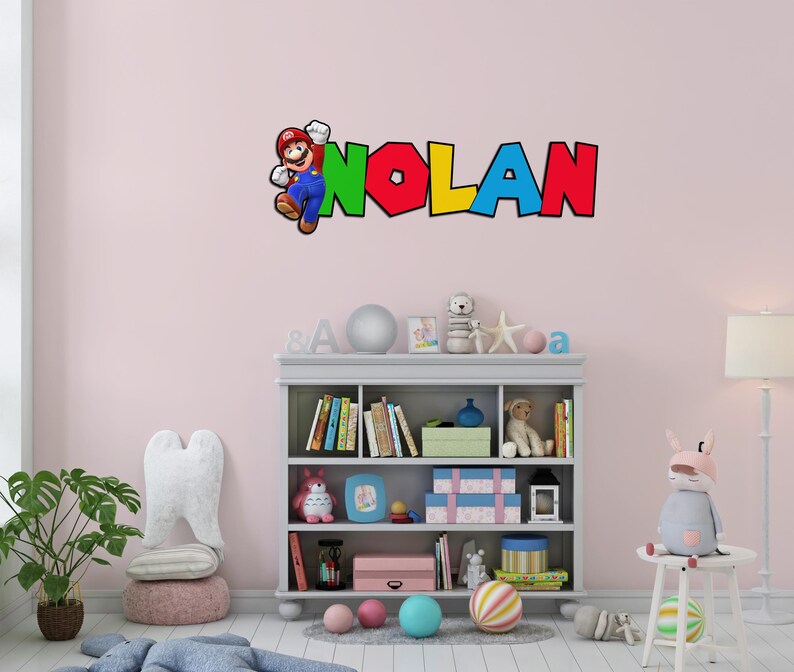 Custom Name Door Sign, Super Mario Personalized Kids Room Wooden Wall ...