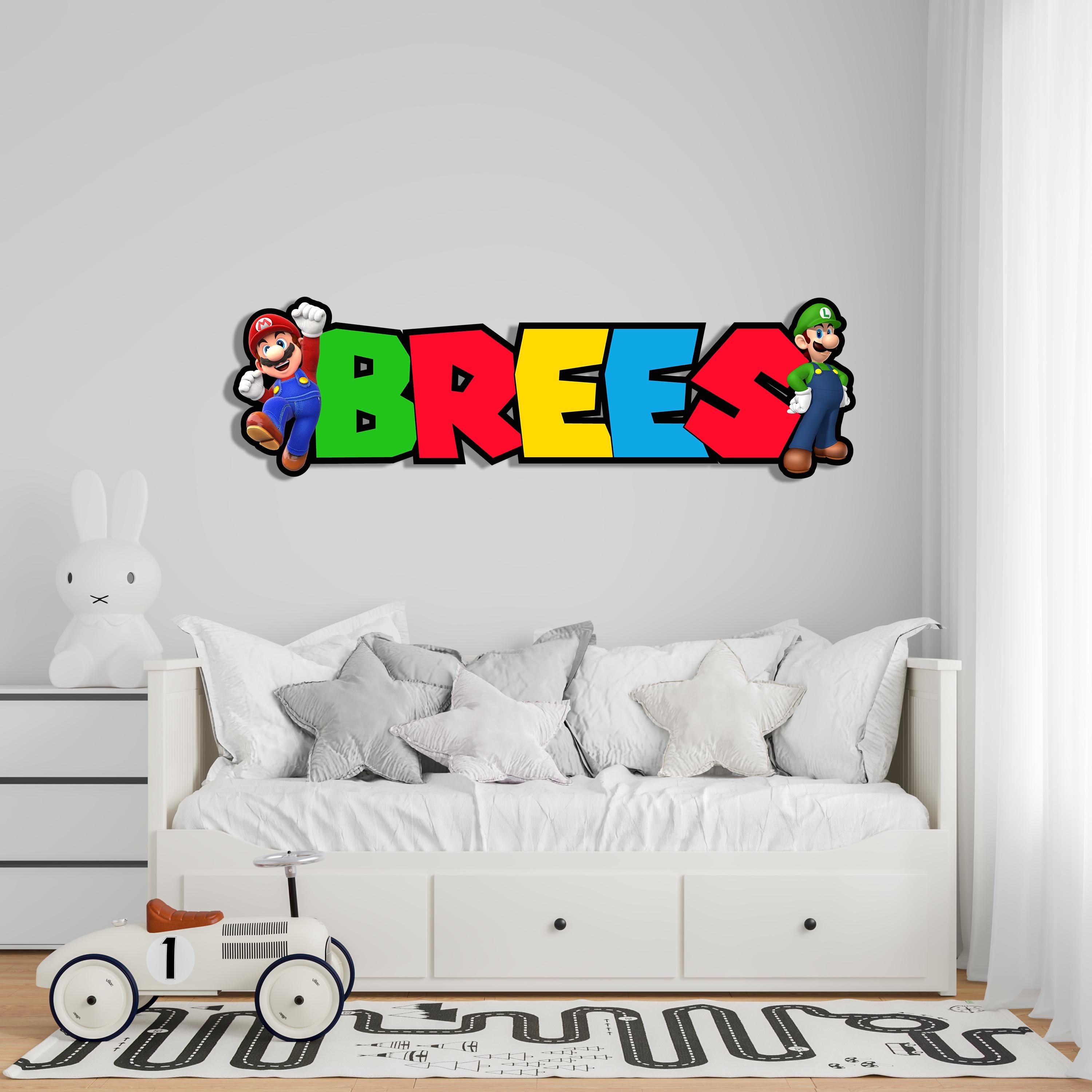 Custom Super Mario Luigi Personalized Kids Nursery Room Name Wooden ...
