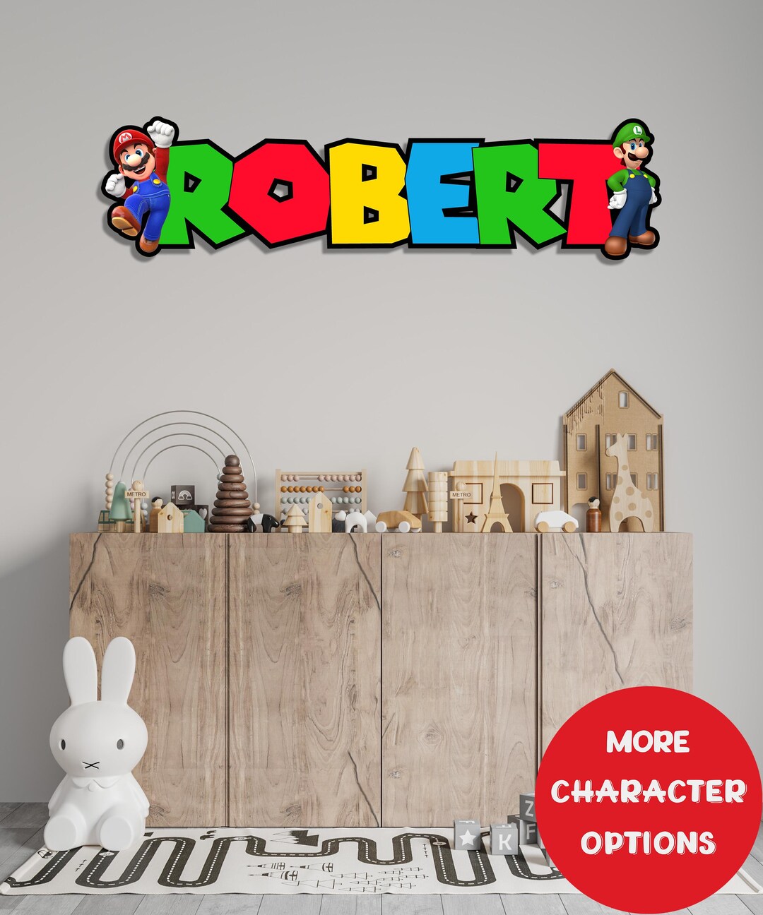 Custom Super Mario Luigi Personalized Kids Nursery Room Name Wooden ...