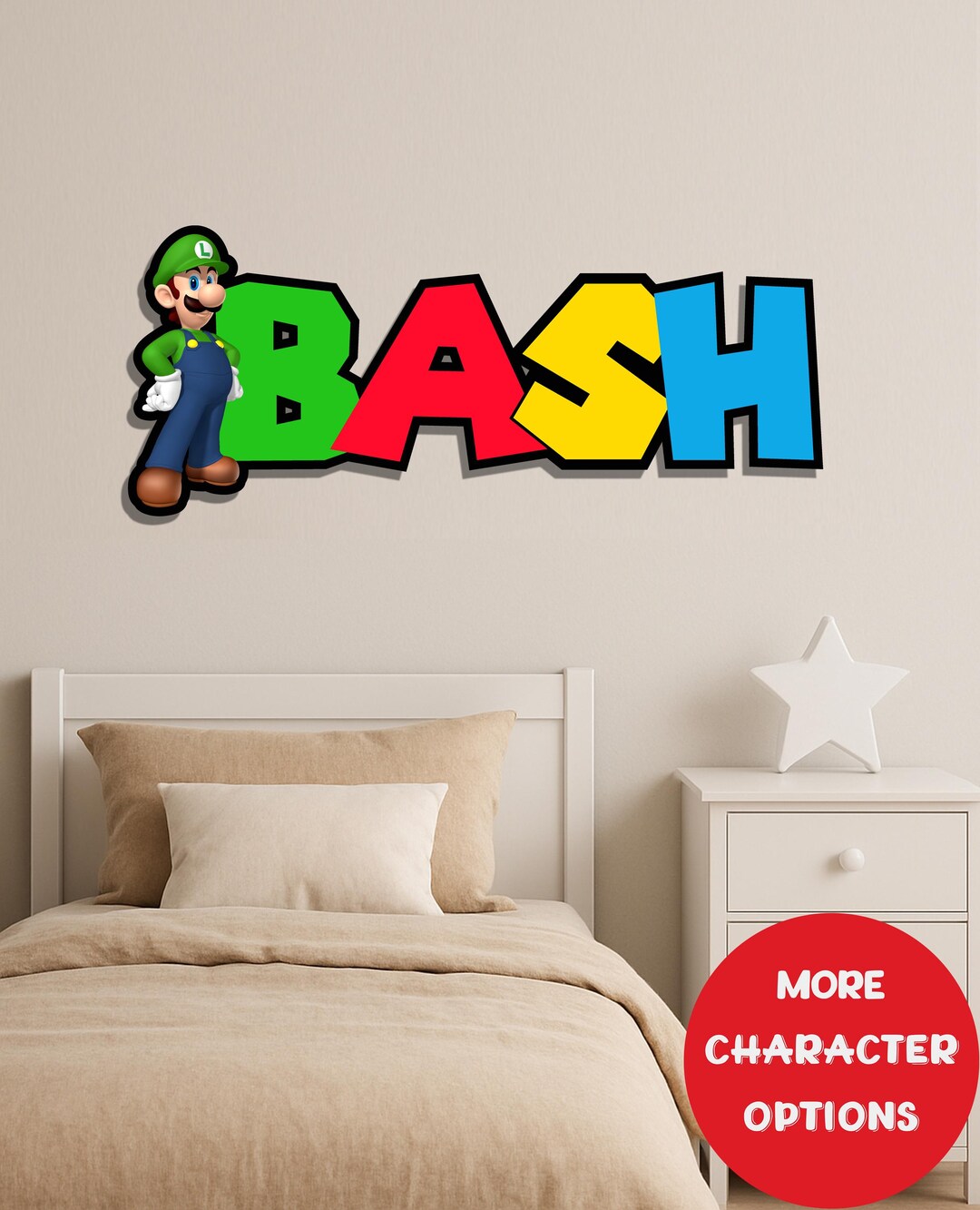 Custom Name Super Mario Luigi Personalized Kids Room Wooden Wall Decor ...