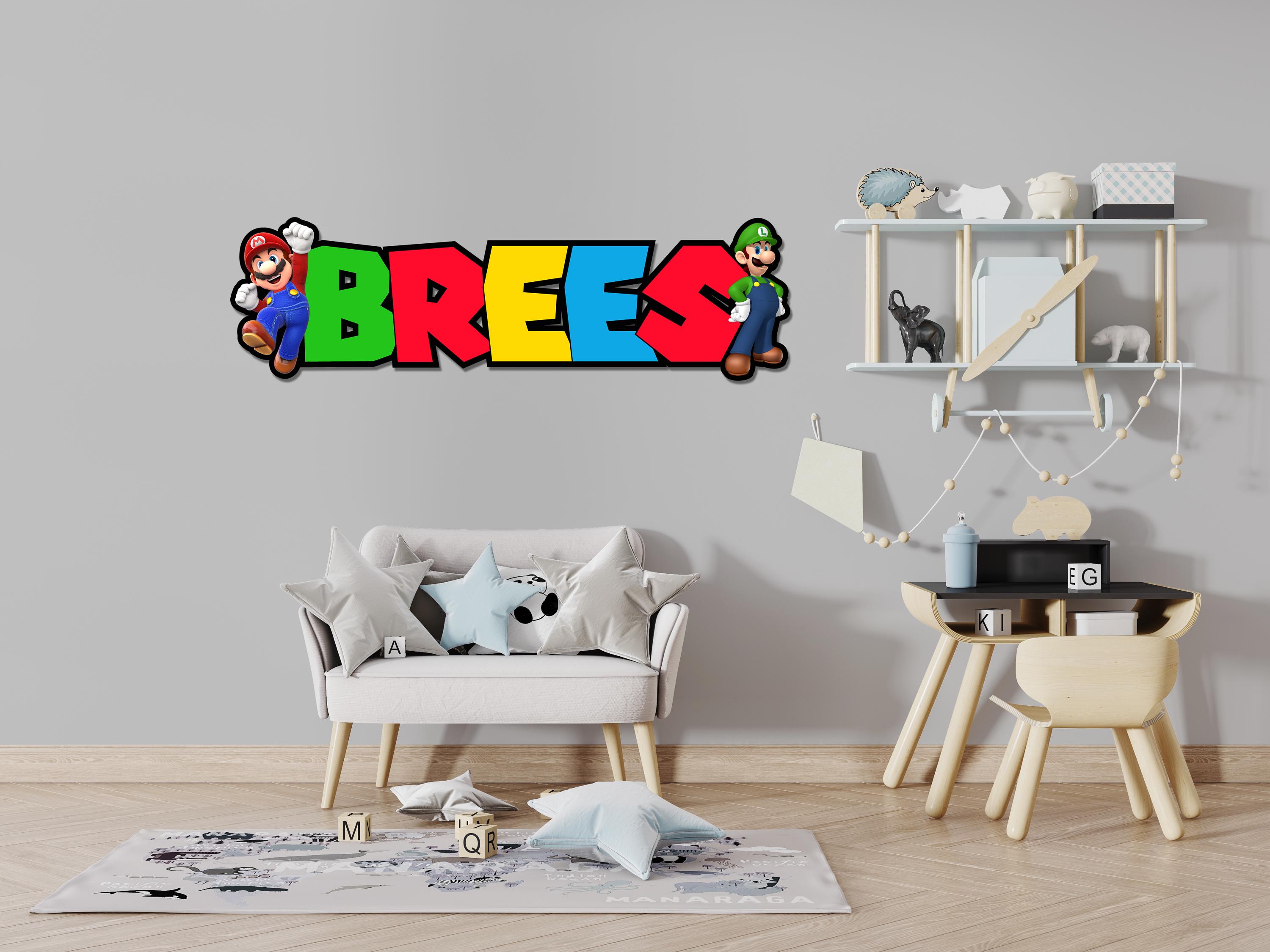 Super Mario Luigi Personalized Kids Nursery Room Custom Name Wooden ...