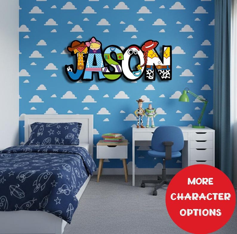 Toy Story Themed Letter Name Sign, Personalized Kids Room Decor, Custom ...