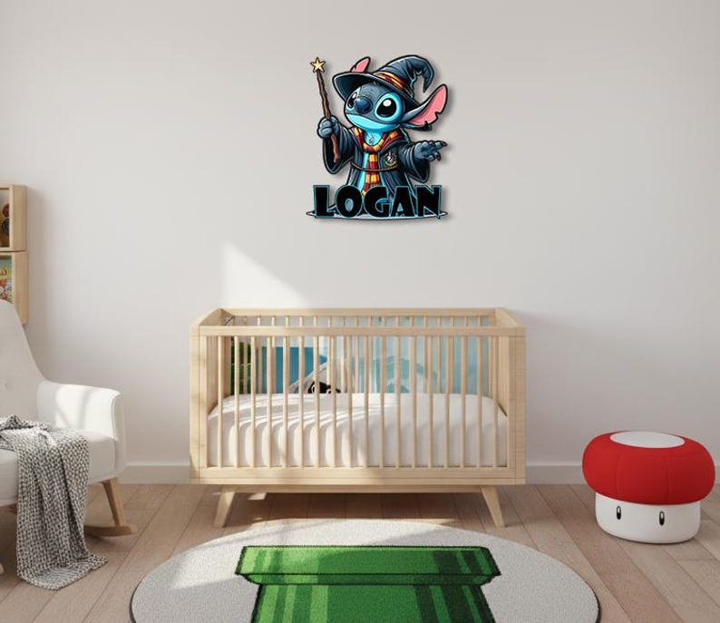 Kids Nursery Baby Room Door Disney Stitch Custom Wooden Wall Art Signs ...