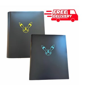 Carpetas de cartas de Pokémon Umbreon Eeveelution: capacidad para 160 o 360 cartas Umbreon y Umbreon shiny - Carga lateral