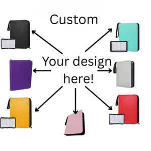 Custom Trading Card Binder- Zipped - 4 pocket, side load album, gift