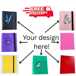 Carpeta de cartas personalizada: elige tu color. Carpeta personalizada con 9 y 4 bolsillos para Pokémon Anime TCG. Capacidad para 160 o 360 cartas.