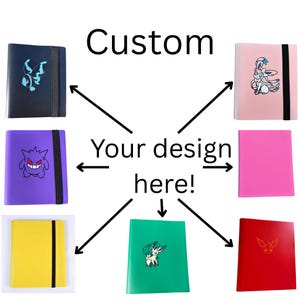 Custom Card Binder- Choose your colour  -  9 and 4 pocket Custom binder for Pokemon Anime TCG 160 or 360 Card Capacity