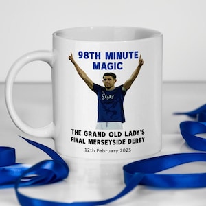 Mug Everton magique 98e minute, dernier derby du Merseyside à Goodison Park, cadeau pour les fans d'Everton, objet de collection pour les supporters d'Everton, Evertonian