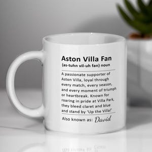 Personalised Aston Villa Fan Mug, Aston Villa Supporters Gift, Gift For Husband, Wife, Boyfriend, Girlfriend, Dad, Gift For Him, Villa