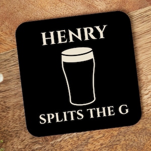 Personalised Splits the G Coaster, Funny Guinness Gift, Split the G, Personalised Gift For Guinness Lover, St. Patrick’s Day, Gift for Him