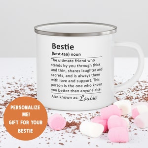 Best Friend Gift, Custom Bestie Enamel Mug, Personalised Best Friend Gift, Friendship Mug, Friend Birthday, Christmas Gift
