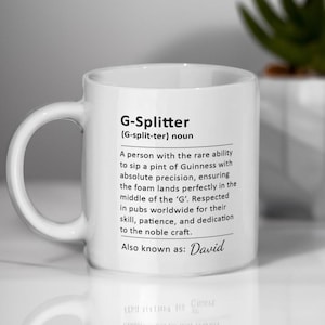 G-Splitter Mug, Funny Guinness Gift, Split the G, Personalised Gift For Guinness Lover, St. Patrick’s Day Gift, Gift for Him