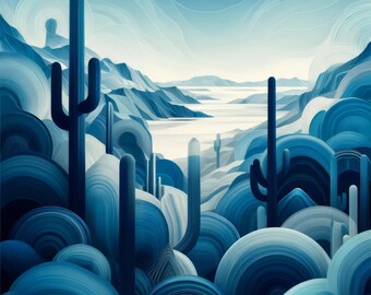 Abstract Art: Cacti Along The Flats