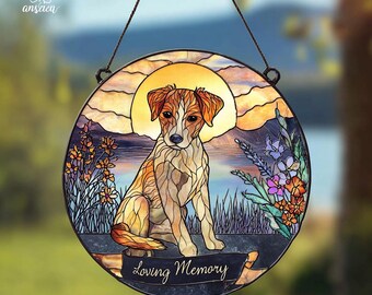 Personalized Dog Memorial Suncatcher, Stained Glass Pet Remembrance Gift